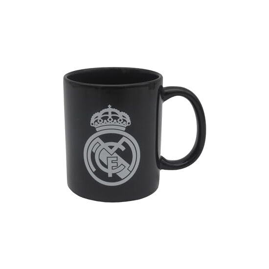 REAL MADRID TAZA CERÁMICA NEGRA CON ESCUDO BLANCO EN CAJA image 1