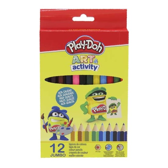 PLAY DOH 12 LÁPICES DE COLORES JUMBO EN CAJA image 0