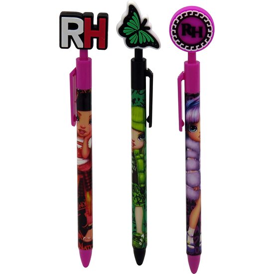 RAINBOW HIGH   SET DE 3 BOLÍGRAFOS CON TOPPERS DE GOMA image 3