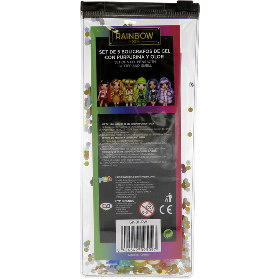 RAINBOW HIGH SET 5 BOLÍGRAFOS PERFUMADOS DE GEL Y PURPURINA image 1