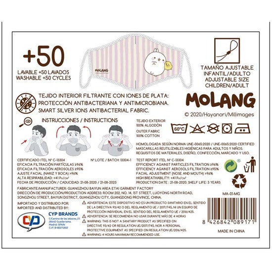MASCARILLA DE TELA CON RAYAS MOLANG image 3