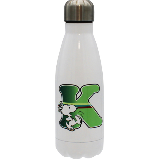 SNOOPY BOTELLA PERSONALIZABLE BLANCA DE ACERO 550ML LETRA K image 0