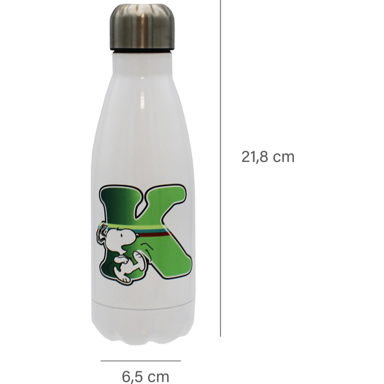 SNOOPY BOTELLA PERSONALIZABLE BLANCA DE ACERO 550ML LETRA K image 3
