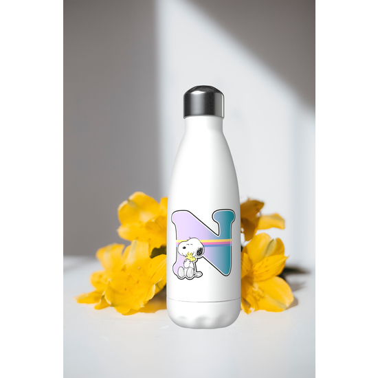 SNOOPY BOTELLA PERSONALIZABLE BLANCA DE ACERO 550ML LETRA N image 2
