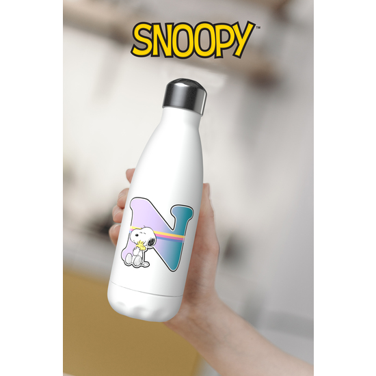 SNOOPY BOTELLA PERSONALIZABLE BLANCA DE ACERO 550ML LETRA N image 4