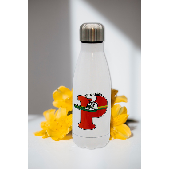 SNOOPY BOTELLA PERSONALIZABLE BLANCA DE ACERO 550ML LETRA P image 2