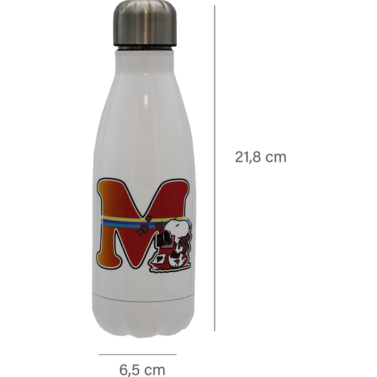 SNOOPY BOTELLA PERSONALIZABLE BLANCA DE ACERO 550ML LETRA M image 3