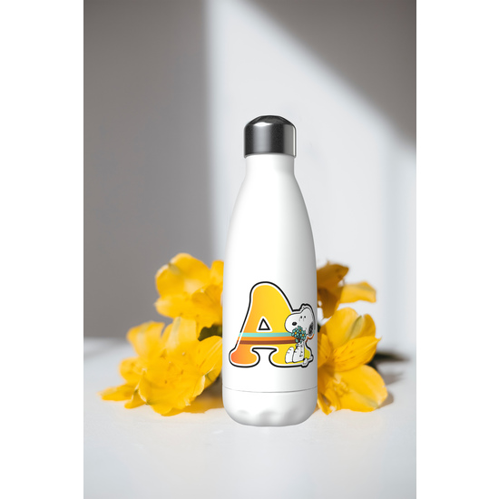SNOOPY BOTELLA PERSONALIZABLE BLANCA DE ACERO 550ML LETRA A image 3