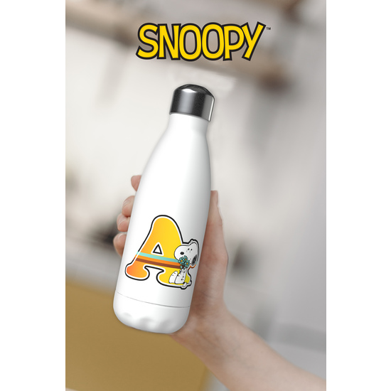 SNOOPY BOTELLA PERSONALIZABLE BLANCA DE ACERO 550ML LETRA A image 5