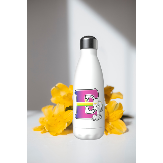 SNOOPY BOTELLA PERSONALIZABLE BLANCA DE ACERO 550ML LETRA E image 3