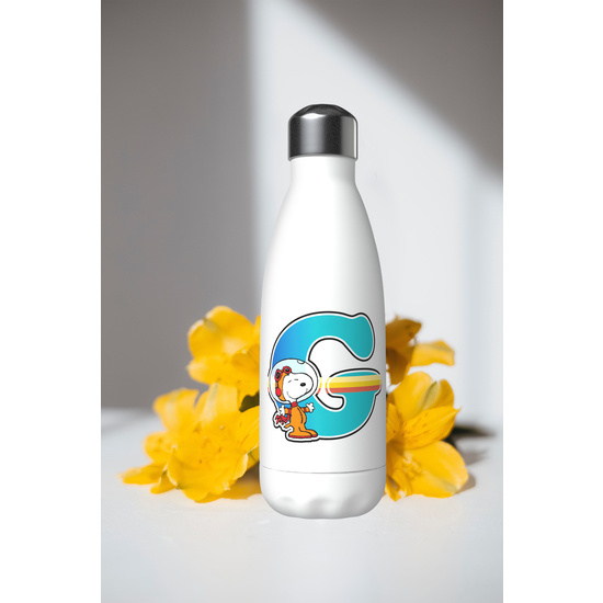 SNOOPY BOTELLA PERSONALIZABLE BLANCA DE ACERO 550ML LETRA G image 3
