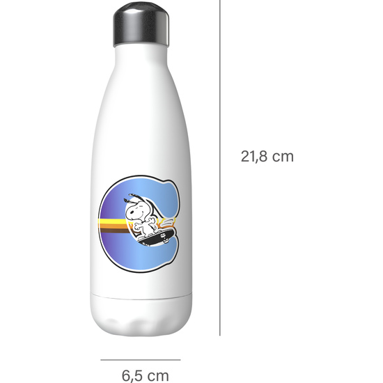 SNOOPY BOTELLA PERSONALIZABLE BLANCA DE ACERO 550ML LETRA C image 4