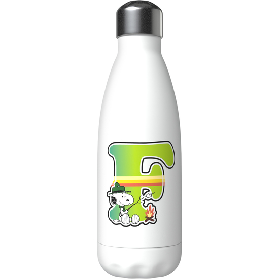 SNOOPY BOTELLA PERSONALIZABLE BLANCA DE ACERO 550ML LETRA F image 0
