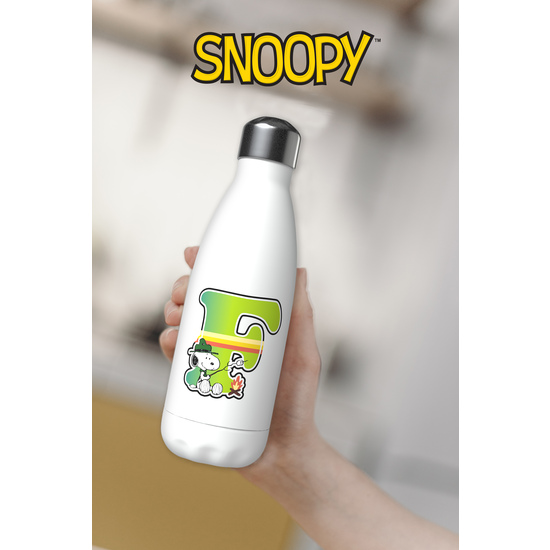 SNOOPY BOTELLA PERSONALIZABLE BLANCA DE ACERO 550ML LETRA F image 3