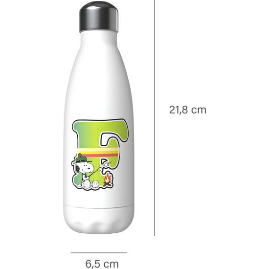 SNOOPY BOTELLA PERSONALIZABLE BLANCA DE ACERO 550ML LETRA F image 4