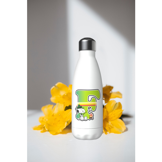 SNOOPY BOTELLA PERSONALIZABLE BLANCA DE ACERO 550ML LETRA F image 5