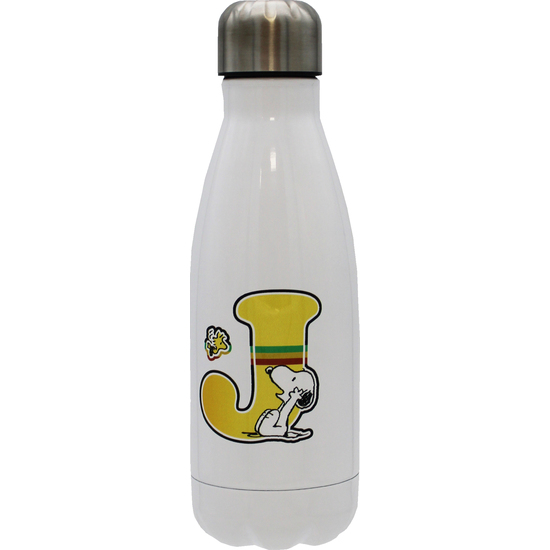 SNOOPY BOTELLA PERSONALIZABLE BLANCA DE ACERO 550ML LETRA J image 0