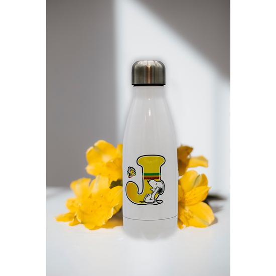 SNOOPY BOTELLA PERSONALIZABLE BLANCA DE ACERO 550ML LETRA J image 2