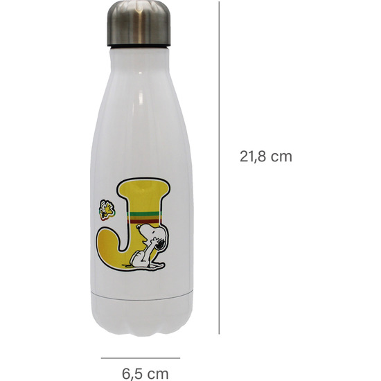 SNOOPY BOTELLA PERSONALIZABLE BLANCA DE ACERO 550ML LETRA J image 3