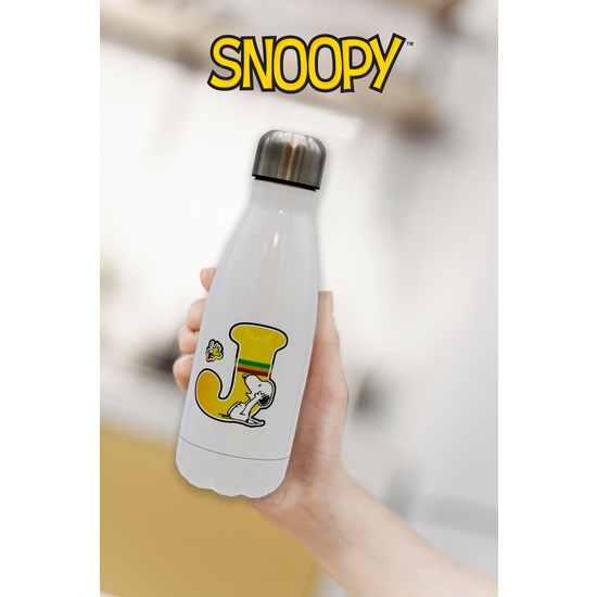 SNOOPY BOTELLA PERSONALIZABLE BLANCA DE ACERO 550ML LETRA J image 4