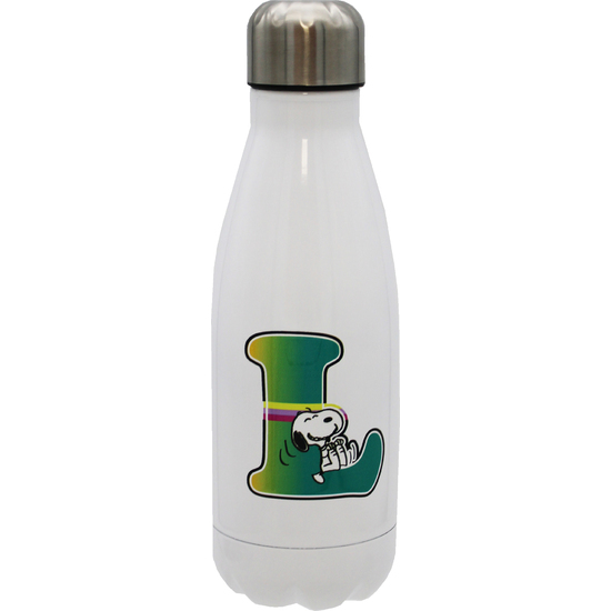SNOOPY BOTELLA PERSONALIZABLE BLANCA DE ACERO 550ML LETRA L image 0