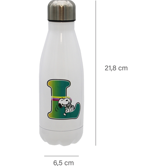 SNOOPY BOTELLA PERSONALIZABLE BLANCA DE ACERO 550ML LETRA L image 3
