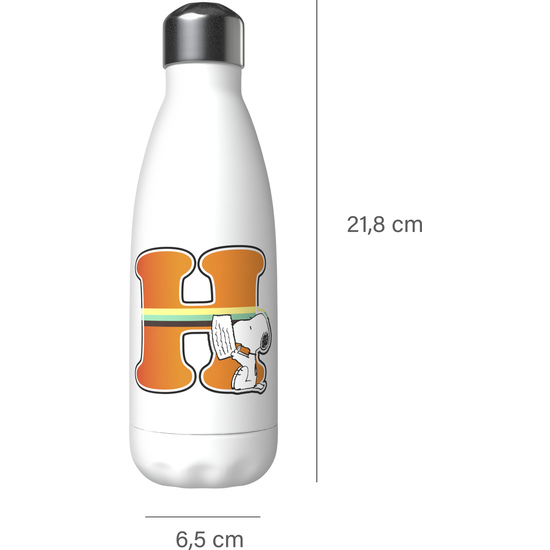 SNOOPY BOTELLA PERSONALIZABLE BLANCA DE ACERO 550ML LETRA H image 4