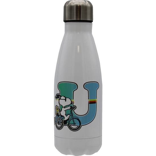 SNOOPY BOTELLA PERSONALIZABLE BLANCA DE ACERO 550ML LETRA U image 0