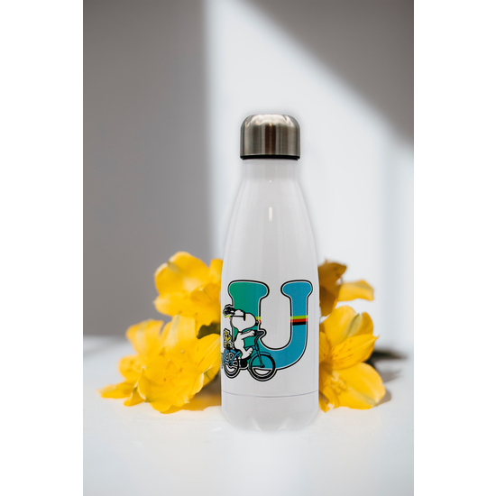 SNOOPY BOTELLA PERSONALIZABLE BLANCA DE ACERO 550ML LETRA U image 2