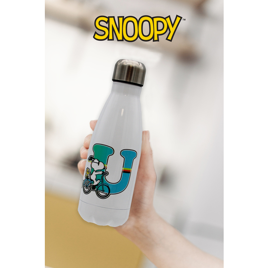 SNOOPY BOTELLA PERSONALIZABLE BLANCA DE ACERO 550ML LETRA U image 4