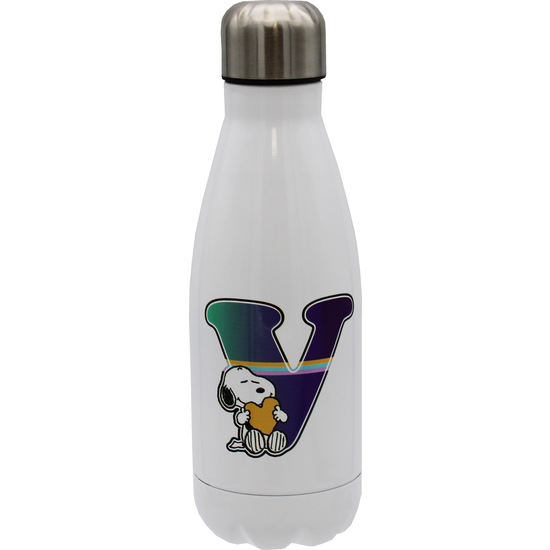 SNOOPY BOTELLA PERSONALIZABLE BLANCA DE ACERO 550ML LETRA V image 0