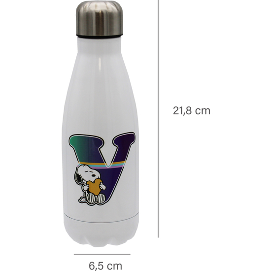 SNOOPY BOTELLA PERSONALIZABLE BLANCA DE ACERO 550ML LETRA V image 3