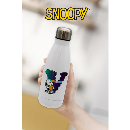 SNOOPY BOTELLA PERSONALIZABLE BLANCA DE ACERO 550ML LETRA V image 4