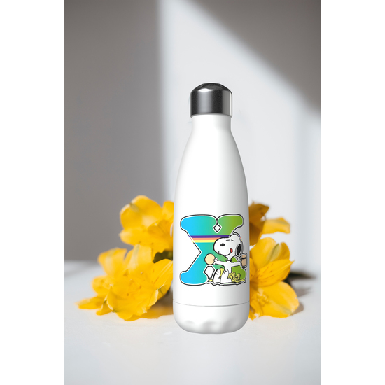 SNOOPY BOTELLA PERSONALIZABLE BLANCA DE ACERO 550ML LETRA X image 2