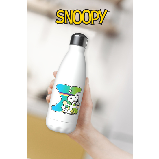 SNOOPY BOTELLA PERSONALIZABLE BLANCA DE ACERO 550ML LETRA X image 4
