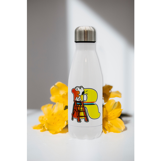 SNOOPY BOTELLA PERSONALIZABLE BLANCA DE ACERO 550ML LETRA R image 2