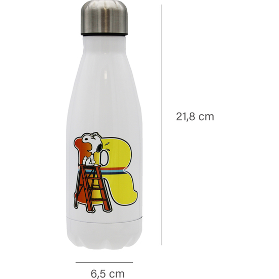 SNOOPY BOTELLA PERSONALIZABLE BLANCA DE ACERO 550ML LETRA R image 3