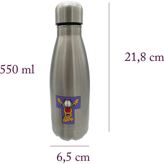 GARFIELD BOTELLA PERSONALIZABLE DE ACERO 550ML LETRA T image 2