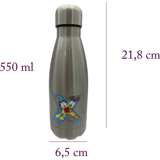 GARFIELD BOTELLA PERSONALIZABLE DE ACERO 550ML LETRA X image 2