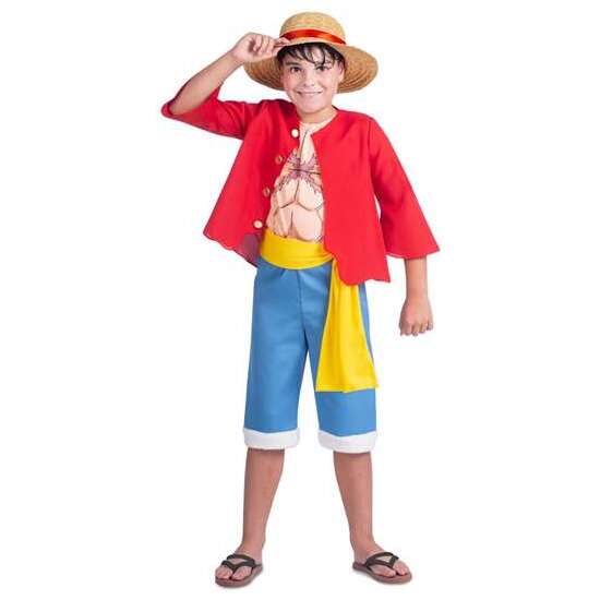 DISFRAZ LUFFY SOMBRERO, CHAQUETA, CAMISETA, FAJÍN Y PANTALÓN TALLA 7-9 Y image 0