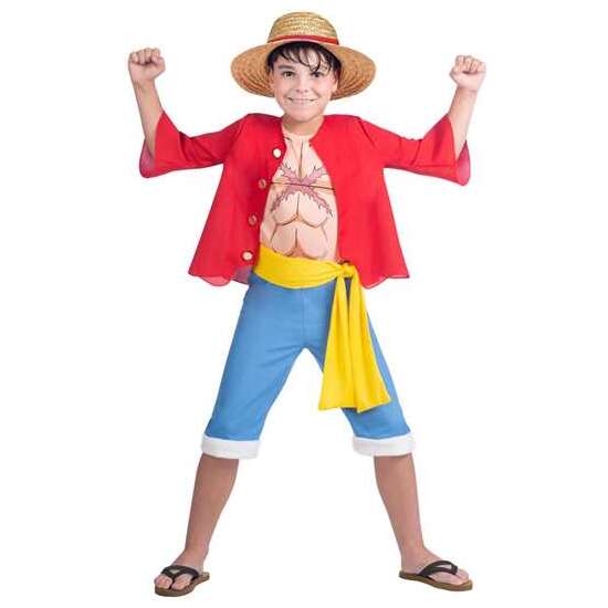 DISFRAZ LUFFY SOMBRERO, CHAQUETA, CAMISETA, FAJÍN Y PANTALÓN TALLA 7-9 Y image 1