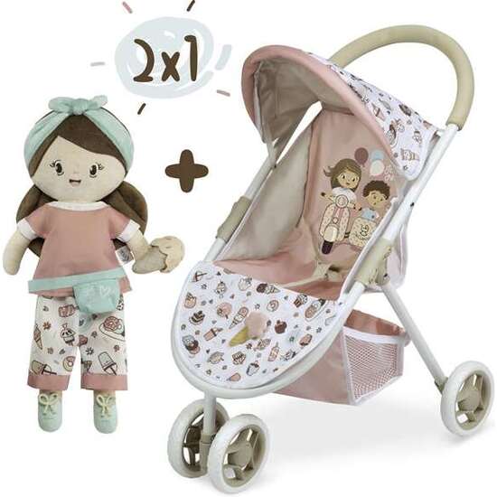 SILLA MUÑECA CON 3 RUEDAS SWEET 33X48X55CM. MUÑECA INCLUIDA image 0