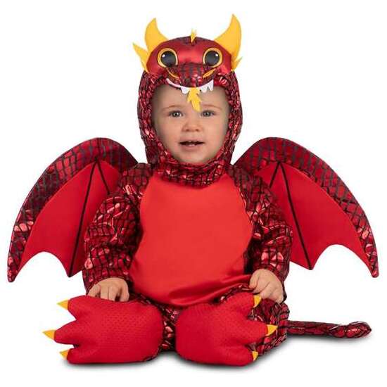 DISFRAZ BEBÉ DRAGÓN CAPUCHA, MONO CON PATUCOS, ALAS Y COLA TALLA 12-24 M image 0