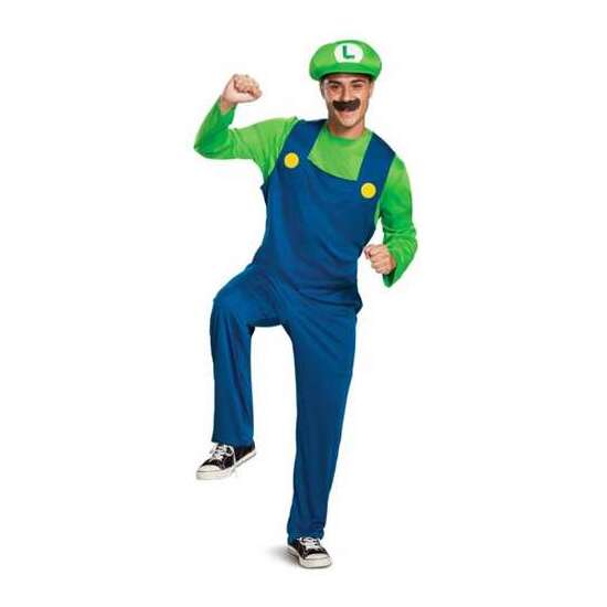 DISFRAZ ADULTO NINTENDO SUPER MARIO: LUIGI CLASICO TALLA L-XL image 0