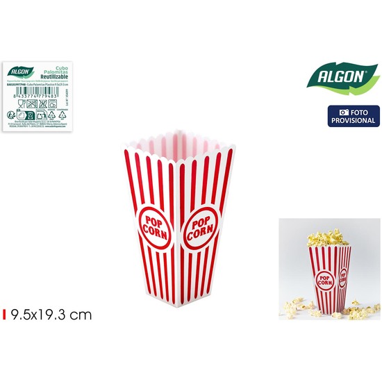 CUBO PALOMITAS PLASTICO 9.5X19.3CM ALGON image 1