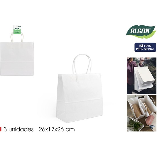 SET-3 BOLSA PAPEL BLANCO 26X17X26CM ALGON image 1