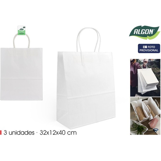 SET-3 BOLSA PAPEL BLANCO 32X12X40CM ALGON image 1