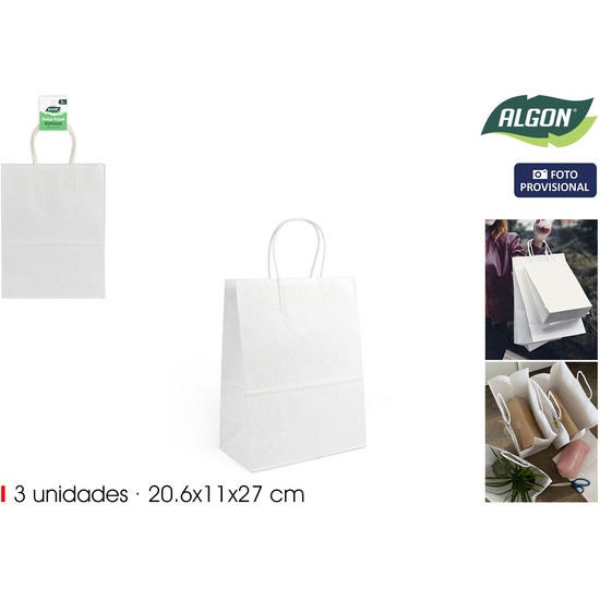 SET-3 BOLSA PAPEL BLANCO 20.6X11X27 ALGON image 1