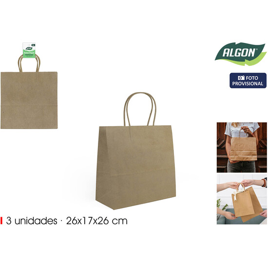 SET-3 BOLSA PAPEL KRAFT 26X17X26CM ALGON image 1