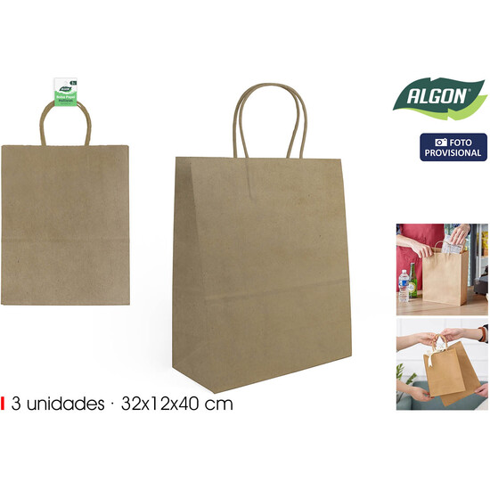 SET-3 BOLSA PAPEL KRAFT 32X12X40CM ALGON image 1